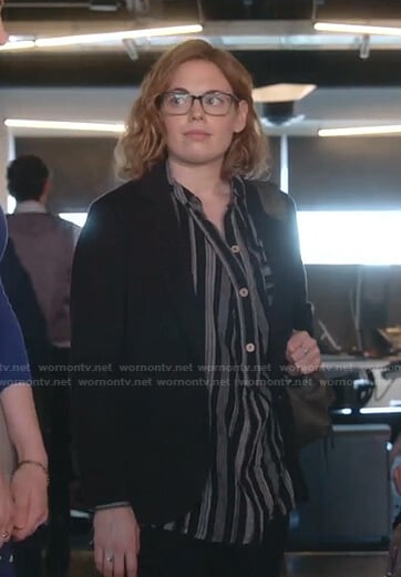 Gina's black striped shirt on Good Trouble
