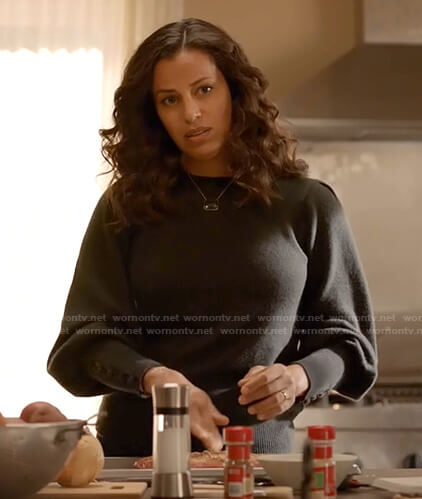 Grace's dark grey button cuff sweater on Manifest