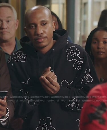 Gary's black floral hoodie on Kenan