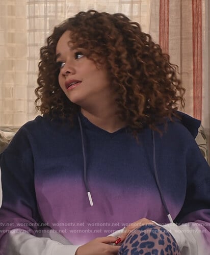 Jade's purple ombre hoodie on Family Reunion