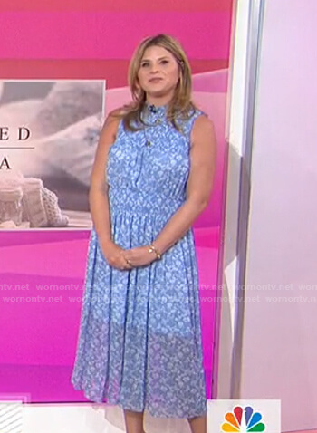 Jenna's blue floral sleeveless midi dress on Today
