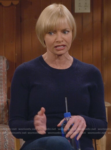 Jill's blue crew neck sweater on Mom