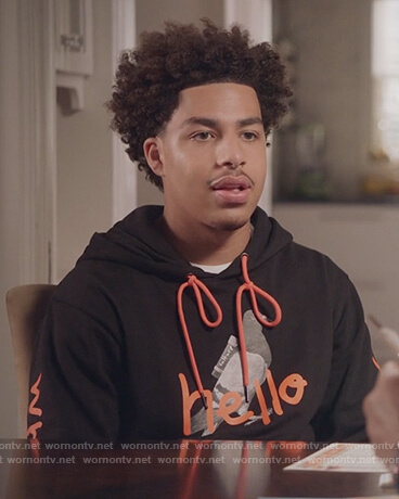 Junior's black printed hoodie on Black-ish