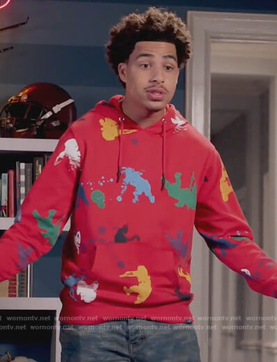 Junior's red splatter hoodie on Black-ish