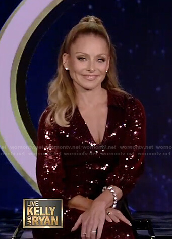 Kelly's sequin wrap maxi dress on Live with Kelly and Ryan