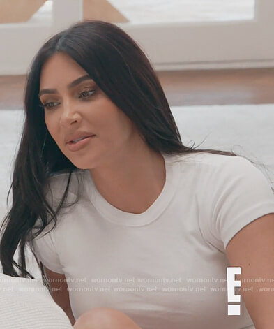 Kim's white tee on Keeping Up with the Kardashians