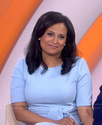 Kristen's light blue tie waist dress on Today