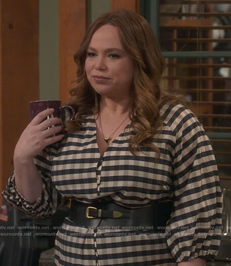 Kristin's gingham checked midi dress on Last Man Standing