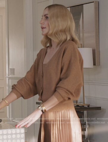 Laura's beige cardigan and top on All American