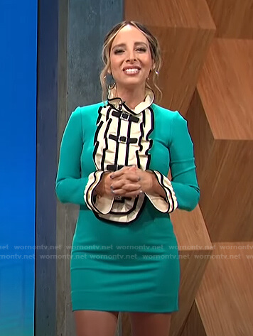 Lilliana's green ruffle bib mini dress on E! News Daily Pop