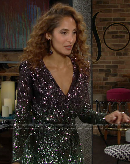 Lily's long sleeved sequin dress on The Young and the Restless