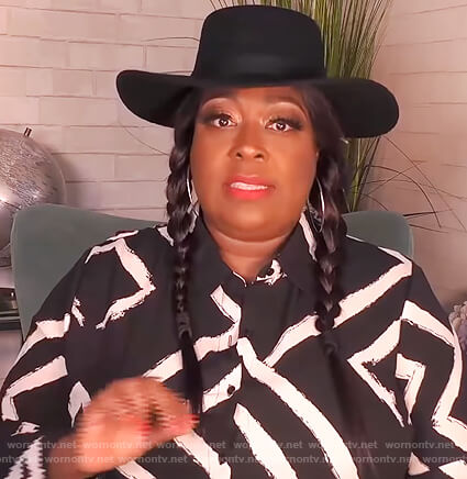 Loni's black printed tie waist dress on The Real