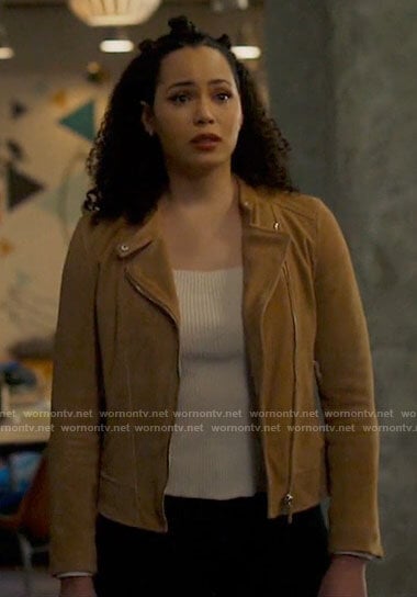 Macy's tan suede jacket on Charmed
