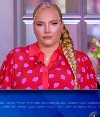 Meghan's red and pink printed dress on The View
