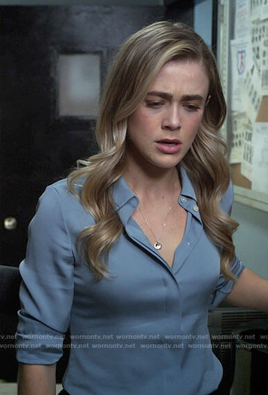 Michaela's blue button up blouse on Manifest