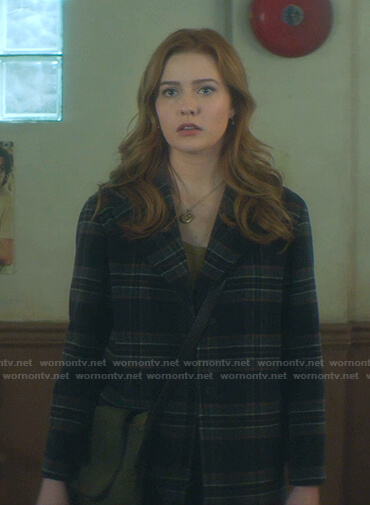 Nancy's navy plaid coat on Nancy Drew