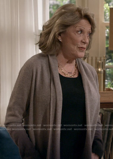 Norma's taupe ombre cardigan on B Positive