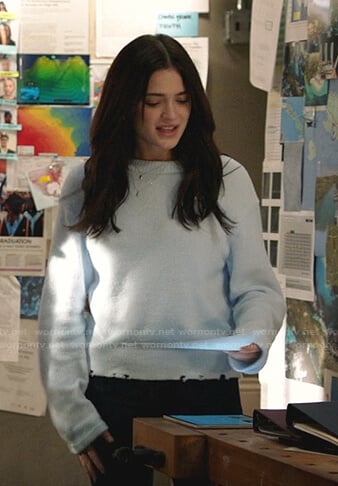 Olive's light blue distressed sweater on Manifest