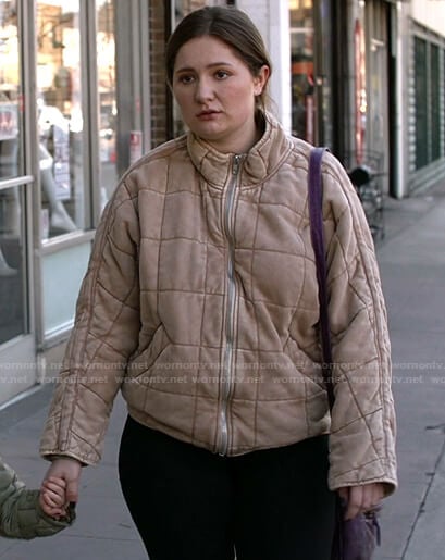 Debbie's pink quilted zip jacket on Shameless