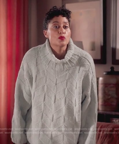 Rainbow's green chevron knit turtleneck sweater and skirt on Black-ish