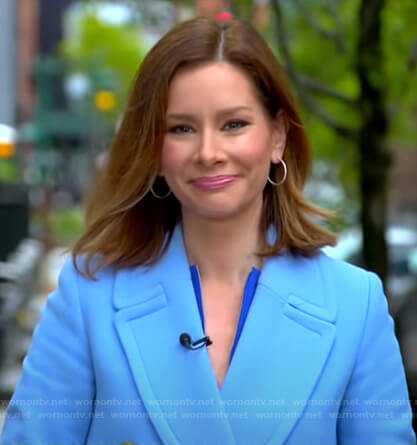 Rebecca's blue double breasted coat on Good Morning America