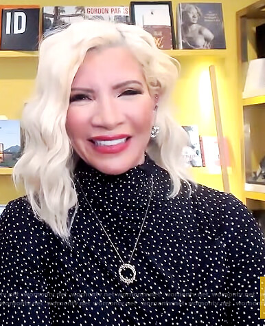 Rebecca King-Crews's black dotted turtleneck dress on The Drew Barrymore Show