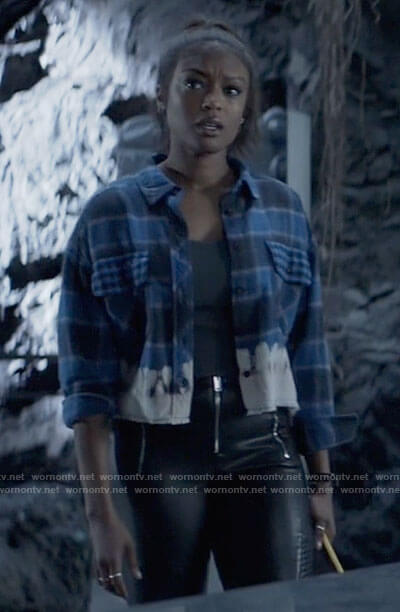 Ryan's blue plaid bleached shirt on Batwoman