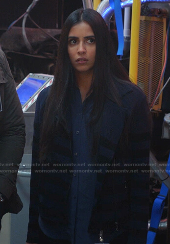 Saanvi's blue striped jacket on Manifest