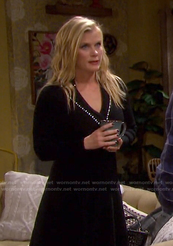 Sami's black pearl embellished dress on Days of our Lives
