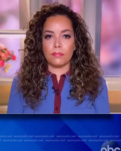 Sunny's blue embroidered collar blouse on The View