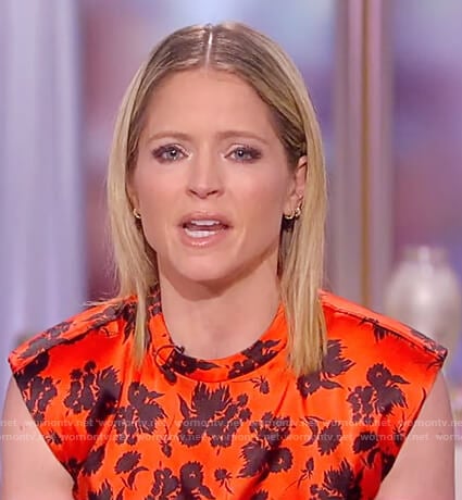Sara's orange floral ruched top on The View