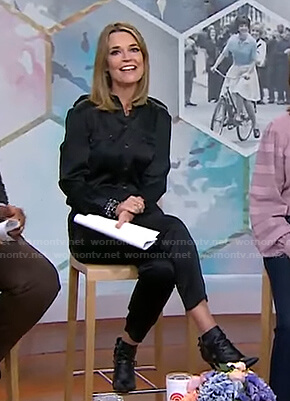 Savannah's black satin jumpsuit on Today