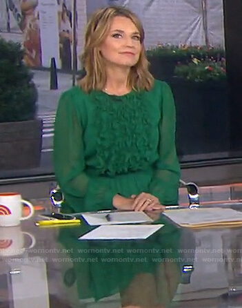 Savannah's green ruffled chiffon dress on Today