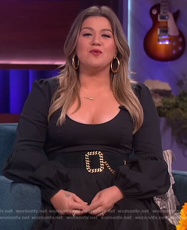 Kelly's black scoop neck mini dress  on The Kelly Clarkson Show