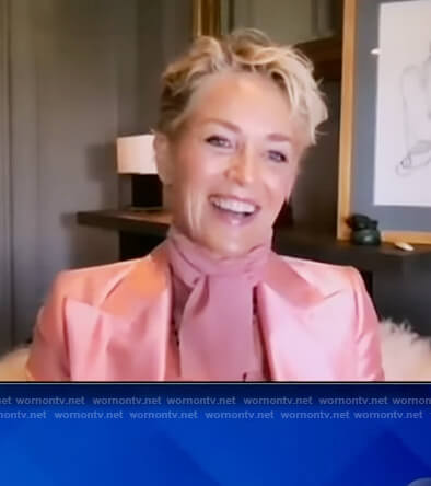 Sharon Stone's pink satin blazer on The View