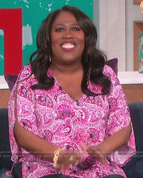 Sheryl's pink paisley print blouse on The Talk