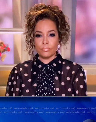 Sunny's black polka dot tie neck blouse on The View