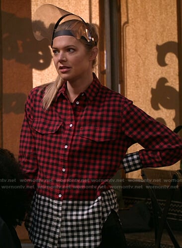 Tami's colorblock check shirt on Shameless