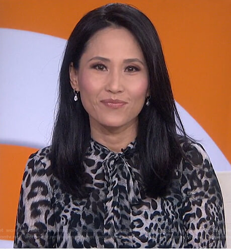 Vicky's grey leopard tie neck dress on Today
