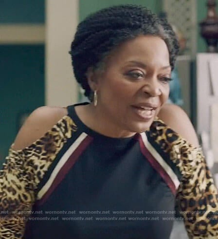 Violet's cold shoulder top with leopard print sleeves on Queen Sugar