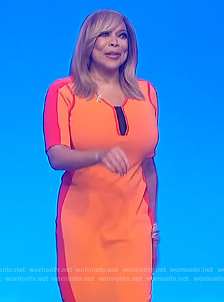 Wendy's two tone orange dress on The Wendy Williams Show