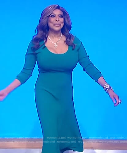 Wendy's teal scoop neck dress on The Wendy Williams Show