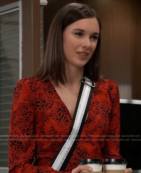 Willow's red printed blouse on General Hospital
