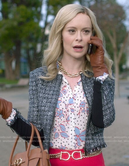 Young Cat's floral and polka dot blouse on Supergirl