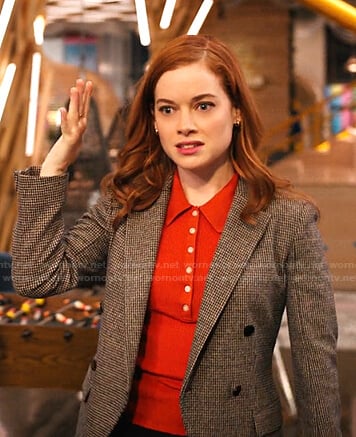 Zoey's houndstooth double breasted blazer on Zoeys Extraordinary Playlist