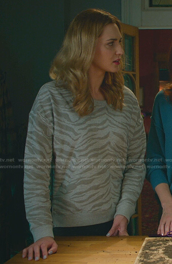 Joy's grey zebra sweatshirt on Good Witch