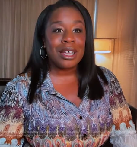Uzo Aduba's printed shirtdress on The Kelly Clarkson Show