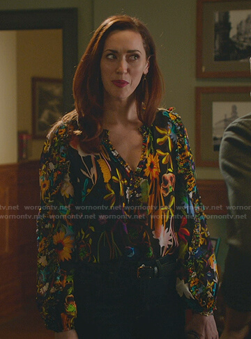 Abigail's black floral top on Good Witch