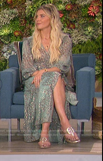 Amanda's blue floral wrap dress on The Talk