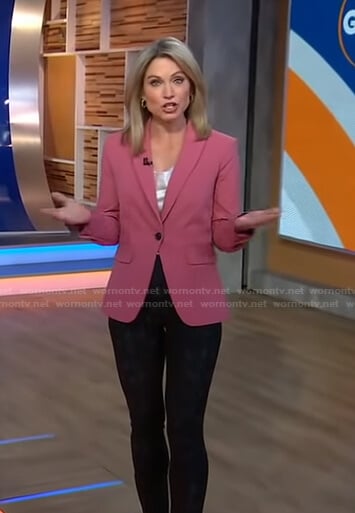 Amy's pink blazer and leopard pants on Good Morning America